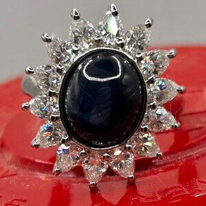 NEW Blue Star Sapphire (DF) and Moissanite 8.25 ctw Starlite Celestial Ring-7